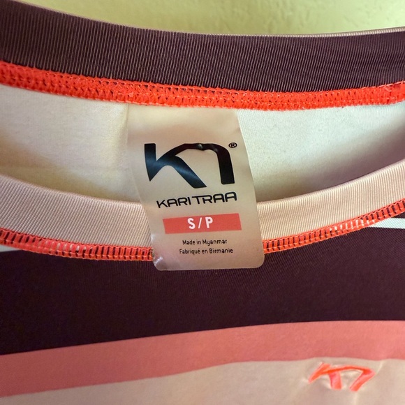 Kari Traa Stripe Long Sleeve Performance Top Pink/Maroon Small - Picture 3 of 6